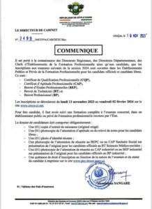 Côte D'Ivoire / Les Inscriptions Aux Examens De La Session 2024.